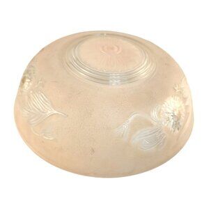 Vintage Peach Frosted Glass Lamp Shade – 10” Embossed Floral Ceiling Light Cover